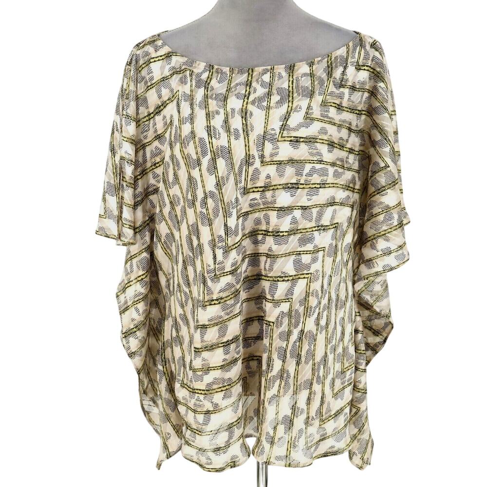 Banana Republic Top Womens XL Beige Brown Chiffon Blouse with Camisole Lining